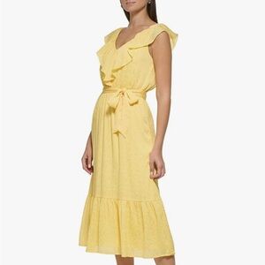 NWT DKNY Ruffle V- Neck Wear to Work Dress size 4